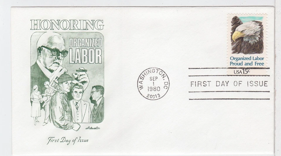 TurtlesTradingPost- Organized Labor- 1980 - FDC #1831- Artmaster Cachet - Image 1 of 1