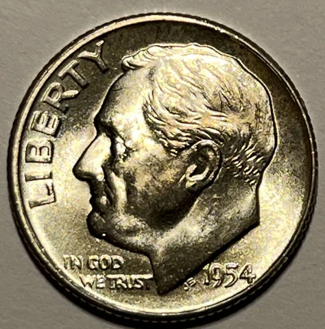 BU 1954 S Roosevelt Dime San Francisco Mint Silver USA 10c -Buy More, Save More! Cover