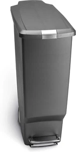 40 L /10.6 Gal Slim Kitchen Step Trash Can with Secure Slide Lock, Grey Plastic - Picture 1 of 11