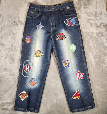 DTek Vintage Jeans 39X30 (Tag 40) Y2K 2003 NBA All-Star Logo Baggy Hip Hop Ming - Image 1 of 4