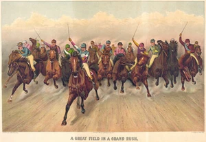 A Great Field In A Grand Rush - 1888 - Horse Racing Poster - Picture 1 of 1