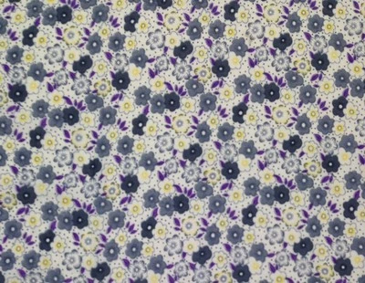 FLOWERS GREY YELLOW #54657 SHEETING QUILTING PILLOW DECOR FABRIC BY YARD 40" W - Image 1 of 4