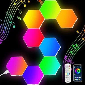 Hexagon Gaming Deco Wall Light RGB Panel Colour Change Smart LED Hexagon Light - Picture 1 of 15