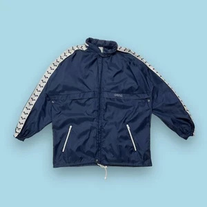 Vintage Arena Full Zip Windbreaker Jacket Boxy Large Navy Tape Logo Sleeves - Picture 1 of 6