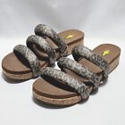 Volatile Gillette Slide Sandal Sz 8 Pewter Grey Leopard Print Comfort Shoes 