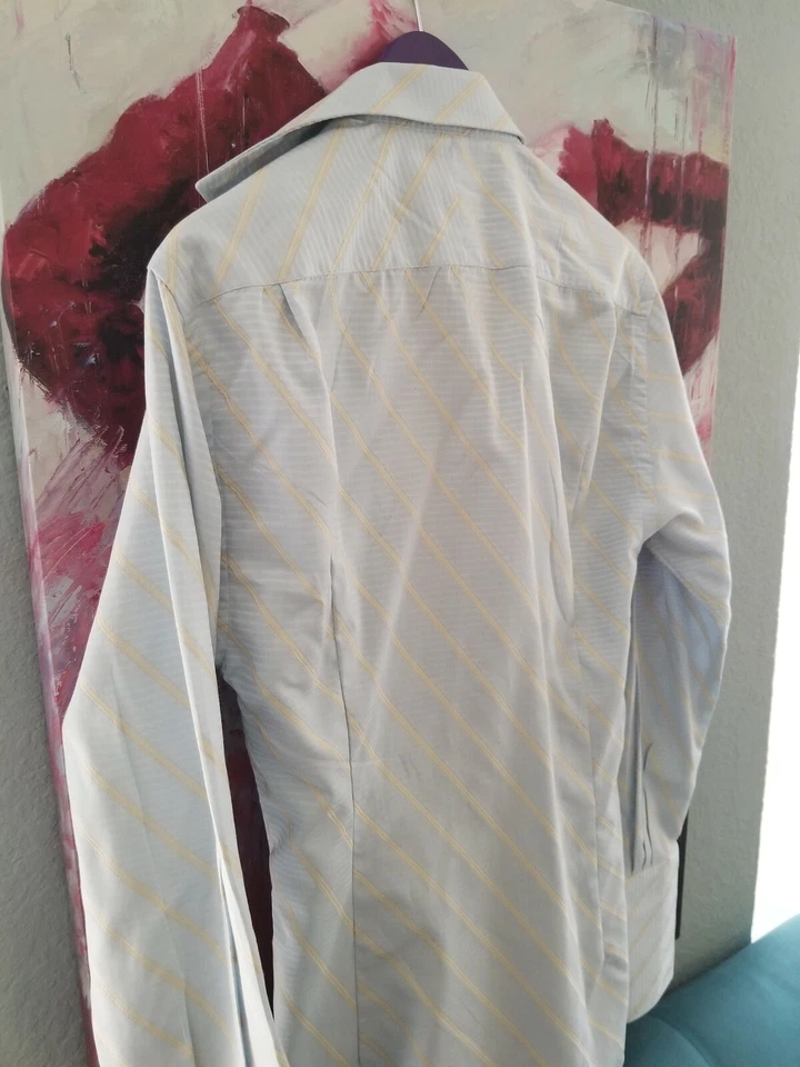 VALENTINO mens tailored fit blue Stripe dress shirt..FRENCH CUFFS.VINTAGE - Image 1 of 4