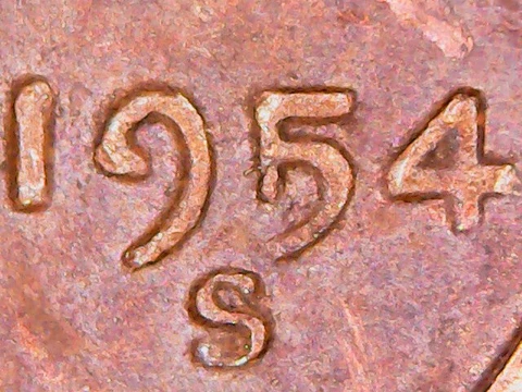 1954-S RPM#14 S/S East Lincoln Wheat Penny Cent w/ Die Chip in Date Cover