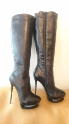 Bottes compensées BIONDINI  "Swarovski"  noir - Très haut talon aiguille -- T.38 Foto 1 de 4