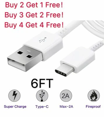 For Galaxy A20 A30 A40 A50 A60 A70 A80 OEM USB C Cable Type C Fast Charger 6FT - Image 1 of 2