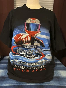 M&O KNITS 2003 WINSTON CUP NASCAR BLACK T-SHIRT, SIZE XL, SHORT SLEEVES - Picture 1 of 13