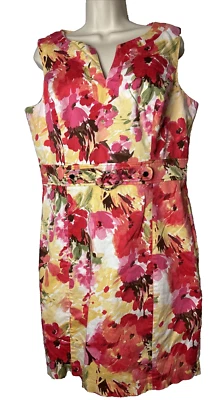 Vestido vaina Charter Club para mujer Jackie Kennedy floral de algodón talla 16 Foto 1 de 4