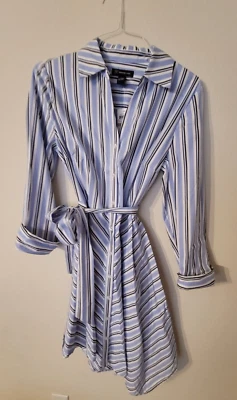 INC International Concepts Camisa Asimétrica Rayas Vestido Cinturón Azul Blanco 14 Foto 1 de 4