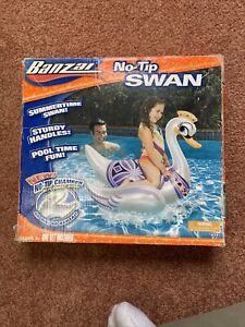 Vintage Banzai No-Tip Swan Inflatable Pool Toy Float New In Box