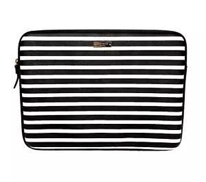 Kate Spade Laptop Sleeve Fairmont Square Black/Cream Stripes 13" Apple Macbook - Picture 1 of 5