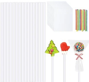 300PCS Acrylic Lollipop Sticks Kit100pcs Clear Cake Pop Sticks 4 inch Reusabl... - Picture 1 of 6