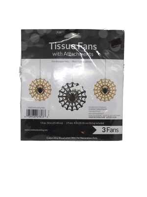 Tissue Fans with Spiders 3ct. Halloween Decorations - Image 1 of 3