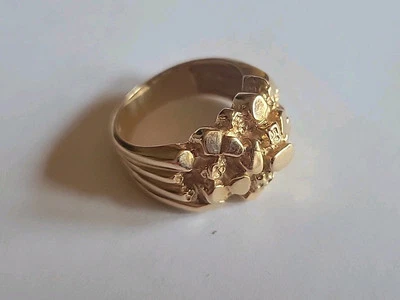 复古 14K 黄金 NUGGET 戒指 尺寸 7.5 - 8.0 克 — 第 1/4 张图片