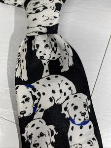 Surrey Dalmatian Puppies Dogs Novelty Necktie Paw Prints Dalmatian - Picture 1 of 5