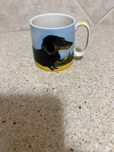 Anthropologie Sally Muir DOG A DAY Dachshund Weiner Dog Coffee Mug Stoneware - Picture 1 of 7