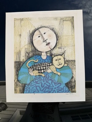 Litografía firmada por Graciela Rodo Boulanger Fille Avec chat 24/275 mujer con gato Foto 1 de 4