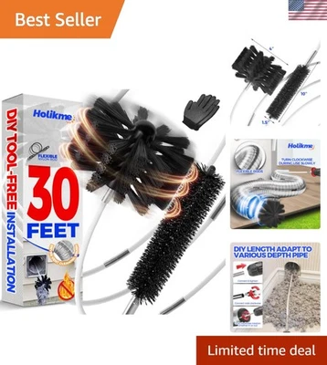 Kit limpiador de ventilación para secadora cepillo de chimenea flexible de 30 pies con accesorio de taladro Foto 1 de 4