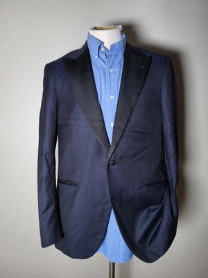 Isaia Aquaspider 50R 40R pico solapa azul negro chaqueta abrigo esmoquin Foto 1 de 4