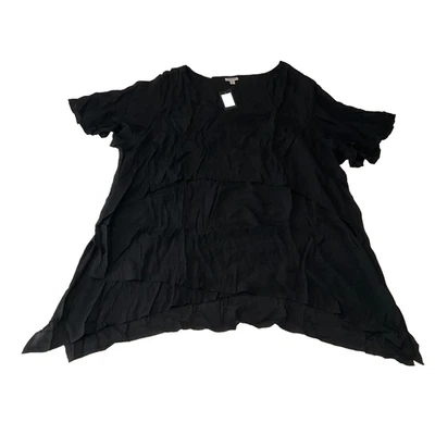 Avenue Tunic Mylah Layer Blouse Womens Size 30/32 Black Short Sleeve - Image 1 of 4