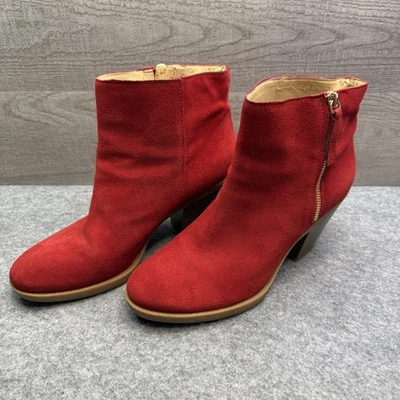 Botines de gamuza rojos para mujer Enzo Angiolini talla 10M tacón de cuero Foto 1 de 4