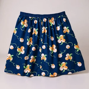 ModCloth Peaches Print A-Line Skirt with Pockets Size 2X Navy - Picture 1 of 10