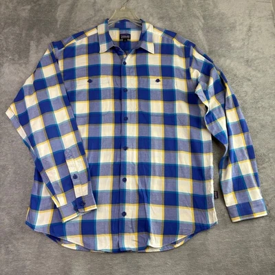 Patagonia Men's L Organic Cotton LS Button Down Shirt Plaid Blue Yellow Preppy - Image 1 of 4