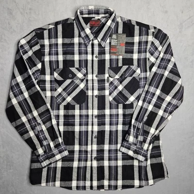 Camisa de franela Five Brother para hombre XL negra/blanca a cuadros peso pesado calce relajado NUEVA Foto 1 de 4