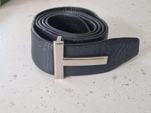 TOM FORD Chunky Black Leather Belt Size 44 - Picture 1 of 10