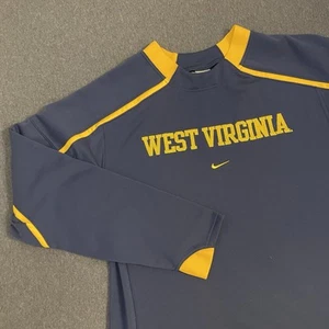 West Virginia Mountaineers Pullover Men Large Blue Nike Center Swish Sweatshirt - Picture 1 of 11