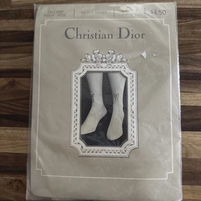 Christian Dior Pantyhose Vintage Bow Silver Frost New In Package! - Image 1 of 3