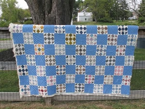 Vintage Blanket Handmade Quilt Bedspread Unfinished Patchwork 64x66 - Picture 1 of 9