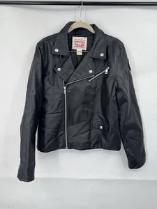 Levi’s Faux Leather Moto Biker Jacket Kids XL (13-15 Year) Black Grunge Punk - Picture 1 of 12