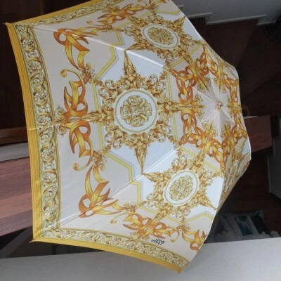 Auténtico Paraguas Plegable Gianni Versace Vintage Oro Blanco Amarillo Foto 1 de 4