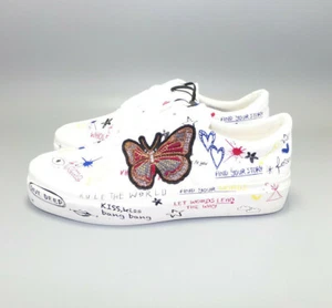 Tenis ZARA Mariposa Graffiti con cordones de cuero blanco - RARAS - NUEVAS CON ETIQUETAS - Imagen 1 de 12