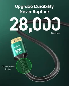8K 4K 10K HDMI CABLE 48GBPS 1.5FT/0.5M, ULTRA HIGH SPEED 2.1 HDMI CABLE CORD - Picture 1 of 9