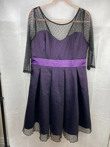 Lindy Bop Dress UK 16 Purple Vintage Style Prom Violet Polka Dot Swing Occasion - Picture 1 of 13