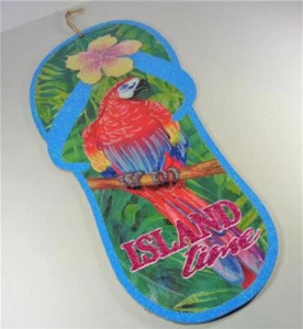 NAUTICAL ISLAND TIME FLIP FLOP PARROT BEACH PARTY DECORATIVE BEACH WALL SIGN - Picture 1 of 4