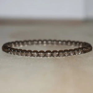 Smoky Quartz Beads Dainty Bracelet Handmade Crystal Stretch Delicate Bracelet - Picture 1 of 4