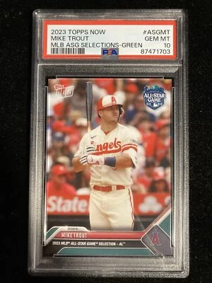 2023 Topps Now Mike Trout MLB ASG Selections Green SSP PSA 10 Gem Mint POP 6 - Image 1 of 2