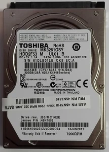Toshiba MK3261GSY 320GB 7200RPM 2.5" SATA II Laptop Hard Drive - Tested Working - Picture 1 of 2