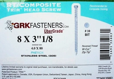 GRK #8 x 3-1/8″ Stainless Steel Pheinox Composite Screws Trim head deck screws