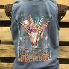 Southern Chics Apparel Wild  Free Deer Skull Feathers Comfort Colors Girlie Bri