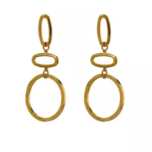 Drop Hoop Earrings Stud Dangle 18k Yellow Gold Plated Solid Fine Women Jewelry - Picture 1 of 12