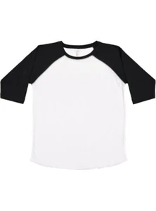LAT 6130 Youth Raglan 3/4 Sleeve Fine Jersey Crew Neck Baseball T-Shirt - Picture 1 of 15