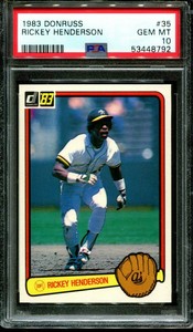 1983 DONRUSS  RICKEY HENDERSON #35 ATHLETICS YANKEES STEALS KING HOF PSA 10