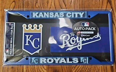 Kansas City Royals License Plate Frame Fan Pack - Includes 2 Metalic Decals - Image 1 of 4